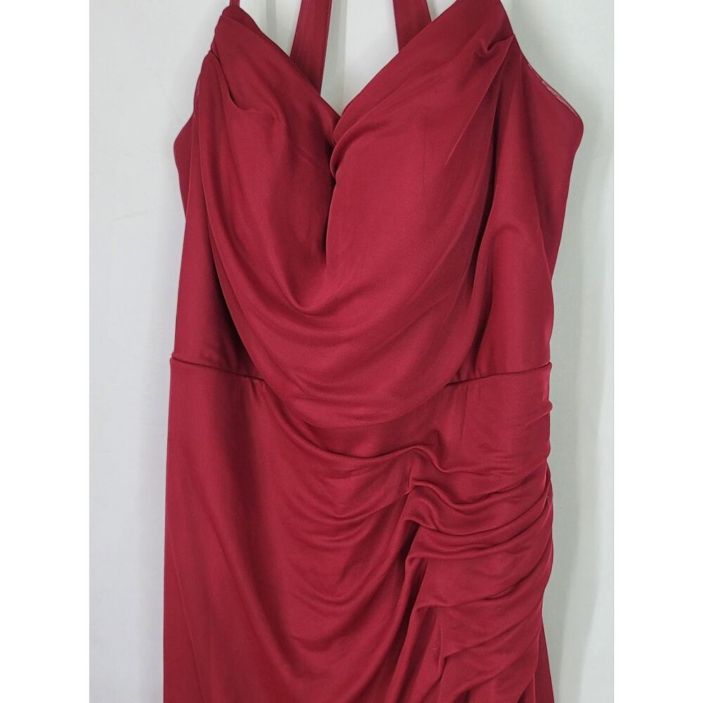 AZAZIE Deandra Burgundy Mermaid Pleated Mesh Maxi Dress Women's Size A16 Formal - Picture 7 of 13
